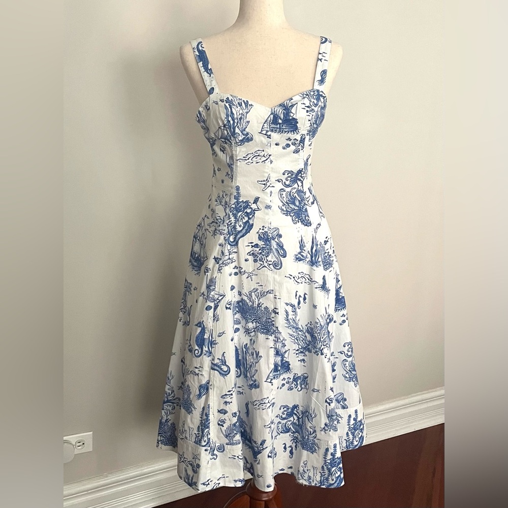 NWT Avec Les Filles Size 6 Cotton Under the Sea Nautical Print Dress